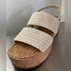 Women's Platform Wedge Slingback Cream Sandals